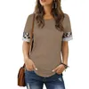 ソリッドTシャツの女性シンプルなスタイルティーカジュアルTシャツ女性用首ネックデイリープルオーバー女性ファッション半袖Y2K衣類
