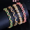 Link Bracelets Women's Fashion Gold Zircon Exquisite Cross Colored Seven Color Bracelet With 4 Colors Classic Gift