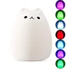 Topoch Veilleuse rechargeable USB pour enfants Portable Silicone Coloré LED Sourire Mignon Kawaii Veilleuse Lampe Chat Sain Bébé Lig251N