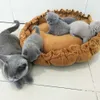 Soft pet cat bed full size washable calm dog bed round donut bed comfortable sleep art suitable for various cats and dogs 240131