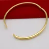 Bracelet fin en or jaune pour femmes, classique, ovale, uni, lisse, à la mode, bijoux cadeau, 50mm, 59mm217F