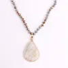 ZWPON mode or tresse goutte d'eau pierre naturelle pendentif collier pierre naturelle perles collier pour femme bijoux Whole2182