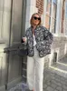Jaquetas femininas moda feminina impressão retalhos jaqueta de algodão casual manga longa único breasted casaco 2024 outono senhoras chique alta