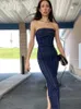 TRAF Dresses for Women Tube Top Elastic Tight Dress Summer Backless Sexy Evening Dresses Denim Midi Party Dress 240126