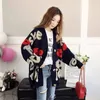 Slouchy Style tröja kvinnor Cardigan Loose Autumn and Winter Korean Style Ytterkläder stickad jacka Medium längd 240131