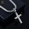 Partihandel 5mm D VVS Moissanite Diamond Cross Pendant 925 Sterling Silver Jesus Cross för halsband Män Kvinnor Fina smycken Charm
