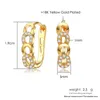 Hoop Earrings Classic Design Gold Color Cushion Cut Big Cubic Zirconia Wedding For Women DWE817