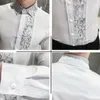Męskie koszulki Brytyjczyk Brytyjski styl seksowna koronkowa patchworka koszula luksusowa impreza z długim rękawem