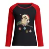 T-shirts Femmes 2024 Rétro Mignon Hibou Imprimer Femmes T-shirt Noël À Manches Longues Raglan Tops Femme Vêtements O Cou Vintage T-shirt Femme