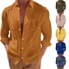 T-shirts pour hommes automne coton velours côtelé Business Slim chemise décontractée à manches longues