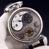 Bovet 1822 Tourbillon Amadeo Fleurie Automatische Skelett-Herrenuhr, Stahlgehäuse, weißes Zifferblatt, römische Markierungen, schwarzes Leder, Zeitzonenuhr283M