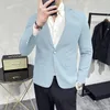 Ternos masculinos 2024 moda negócios tendência cor sólida único breasted casual magro cavalheiro estilo italiano casamento anfitrião blazer terno