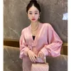 Ethnische Kleidung Verbesserte Cheongsam Qipao Fledermausärmel Schnalle V-Ausschnitt Chinesisch Traditionelle Lose Top Mantel Damen Frühling Herbst Hemd Ins