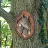 Squirrel Tree Hugger Yard Art Outdoor Tree Hole posągi drzewa twarz dekoracje nowość dekoracja ogrodu na zewnątrz sztuka rzeźba 240119