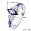 Anneaux de mariage Forme spéciale Marquise Brillant Violet CZ Prong Setting Mode Cocktail Party pour les femmes Taille 6-10 Lots entiers Bulk235P