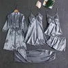 Пижамы женские 5 шт. пижамный комплект атласные пижамы кружевные лоскутные свадебные ночные рубашки вискоза домашняя одежда ночная рубашка костюм 210831294I
