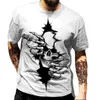 メンズTシャツ3Dオオカミプリントメンズ半袖夏のカジュアルオネックスポーツウェアレトロストリートウェア特大のメンズTシャツヒップホップTシャツトップ
