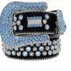 BB PATL SIMON BELTS Men Designer Błyszcząca diament Luksusowa osobowość Paliw czarny na niebiesko białym wielobarwnym Ceinture Bling Rhines Belt 61na##