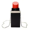 Women Acrylic Black red Lipstick Shape Evening Bags Purses Clutch Vintage Banquet Handbag179N