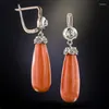 Kolczyki Dangle Vintage Drop Orange Stone Wedding Biżuteria Crystal Kolor koralowa Oświadczenie dla kobiet Girl Difts