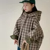 Donsjas Meisjes Wintermode Geruite gewatteerde oversized jassen Kinderkatoenen losse gewatteerde jassen met capuchon