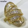 Vecalon Big across Party bague couleur or 925 en argent sterling diamant fiançailles bagues de mariage pour femmes hommes doigt bijoux263l