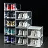 Acrylic Sneakers Storage Boxes Foldable Shoe Storage Fantastic Brick Transparent Plastic Dustproof Shoe Cabinet Storage Tool 240129