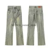 Jeans pour hommes Pantalon évasé à rayures délavées jaunes Pantalon évasé pour homme et femme Droite Lâche Casual Cargos Y2K Hip Hop Baggy Denim Pantalon H24131