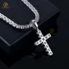 Bijoux fins en argent 925 glacé, bijoux Hip Hop, Test de diamant 5.0mm Gra, pendentif croix en diamant Moissanite pour hommes et femmes