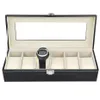 Boîtes à montres en Faux cuir, présentoir à 6 grilles, boîtier de rangement noir, organisateur 1273h