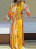 Casual Dresses VONDA Bohemian Dress Oversized Women Long Sleeve O Neck Party Vestido 2024 Spring Floral Printed Maxi Robe Femme Formal