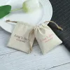 Jewelry 100pcs Custom Drawstring With Ribbon Jewelry Gift Bags Nature Cotton Canvas Packaging Pouches Wedding Favor Candy Bag
