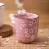 Tasses à fleurs de cerisier de Style japonais, thé Kung Fu en céramique sous glaçure, tasse en porcelaine, sous-tasse du propriétaire de la maison, rose et blanc