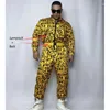 Stage Wear Letter Pattern Zipper Long Sleeve Jumpsuit Printed Overalls Men Hip Hop Jazz Dance Costume Singer Bar Nightclub Show