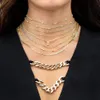 3mm width thin plain cuban link chain 4mm bezel cz european women gold color chain choker necklace valentines day gift262z