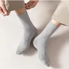 Men's Socks 6Pairs/Set Superior Cotton Men Black White Solid Color Business Anti-odor Comfort Mid Tube Sport Fast