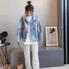 Mulheres moda casual impresso urso denim casaco 2021 primavera/verão nova solta jaqueta coreana grande estilo bonito casaco feminino 240131