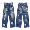 2024 Nya mode Chromees Hearts Men's Sanskrit Cross Jeans Designer Make Old Washed Ch Straight Trousers Heart Letter Prints Long Style Hearts Purple Jeans 330