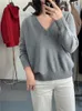 Womens Sweaters Winter loro V-neck Grey Cashmere Sweater piana