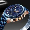 Klasyczne niebieskie męskie zegarki Modne Mody Wojskowe Zachowaj do mężczyzn Automatyczne randki sportowe