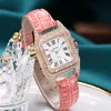 MIXIOU 2021 Crystal Diamond Square Smart Womens Watch Colorful Leather Strap 30MM Dial Quartz Ladies Wrist Watches Direct s290t