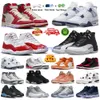 Designer jumpman 4 5 6 11 12 basketbalschoenen voor heren dames Militair Black Cat Thunde 4s Cherry Cool Grey 11s White Cement 5s 6s Palomino Cherry Trainers Sport Sneakers