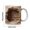 Mugs 3D Bookshelf Cups Library Rack Creative Space Design Multi-purpose Coffee For Book Lovers Cool Birthday Christmas