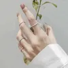 Anillos de racimo F.I.N.S minimalista S925 anillo de plata esterlina simple cepillado oro fino delgado mate dedo apilable para mujeres