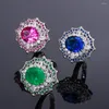 Cluster Rings Vinregem Oval 10 12 MM Lab Created Emerald Sapphire Ruby Gemstone Vintage Adjustable Ring For Women Fine Jewelry Gifts