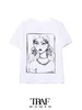 Women's T Shirts TRAF Women Fashion Girl Print Shirt Vintage Short Sleeve O Neck Tees Ladies Casual Tee Streetwear Tops