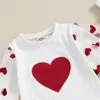 Kläder sätter Citgeespring Valentine's Day Kids Girls Set Long Sleeve Heart Print T-shirt och Belt Fall Outfit Clothes