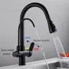 Filter Kitchen Faucet Matte Black Brass Kitchen Faucet With Pure Water Pull Out Style Kitchen Faucet Rotatble Cold Crane T2008226D
