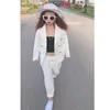 Herrdräkter Fashion Suit for Girls Chic Notch Lapel Double Breasted Slim Fit Flower Casual Formal Wedding Tuxedo 2 Piece Set