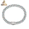 Collar de cadena de eslabones cubanos Vvs Moissanite, cadena cubana de arco Circular de Hip Hop con doble Color azul y blanco, diamante brillante